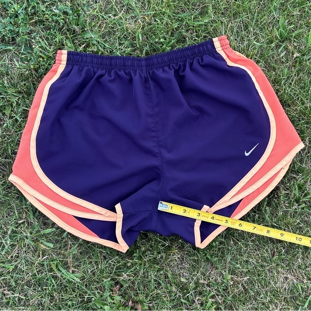 Nike Dri-Fit Athletic Shorts Womens Small Lined Purple Orange Tempo Running Logo - Picture 9 of 9